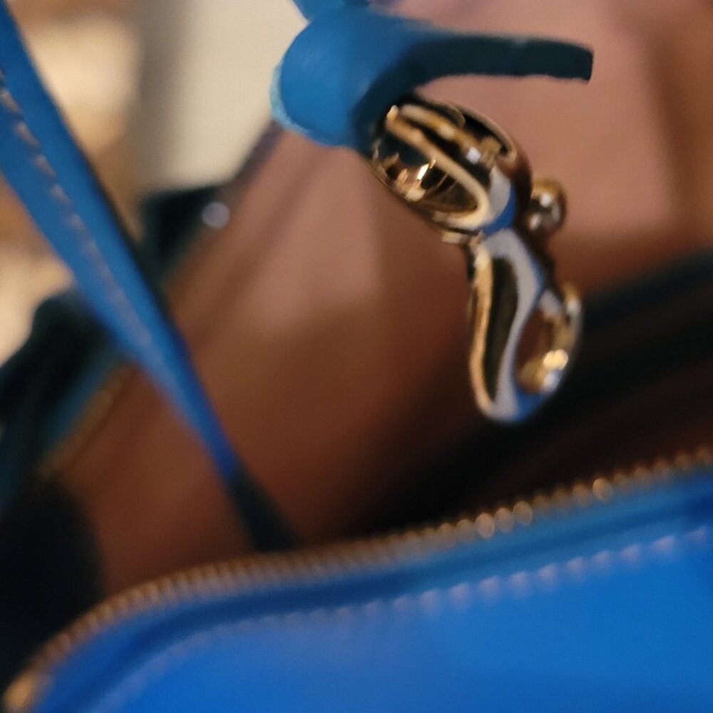 Dooney & Bourke Blue Leather Medium Pocket Sac Handbag - Picture 7 of 8